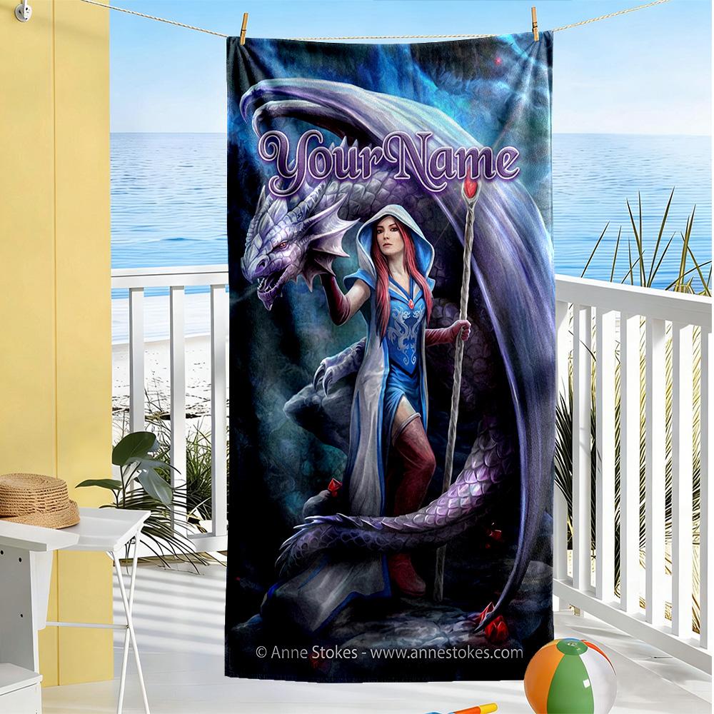 Gothic Illustrations Customizable Name Beach Towel Super Soft Microfiber Quickdry Fabric Perfect for Traveling Yoga Camping and Swimming