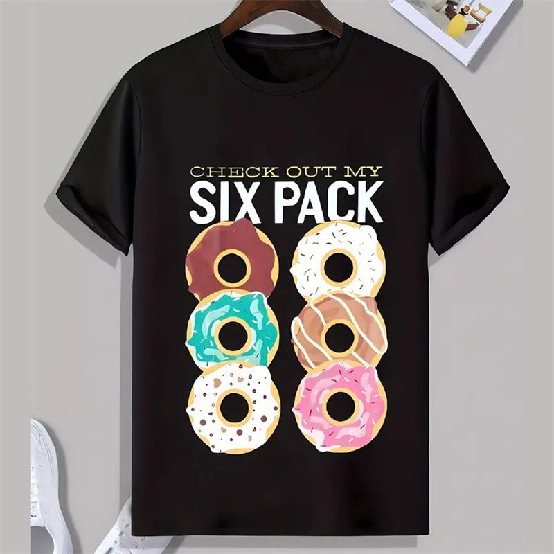 Casual Donuts Cartoon Graphic T Shirt for  Clothing Fashion  Print Doughnut Short Sleeve T-shirt Loungewear Pajama  Tops