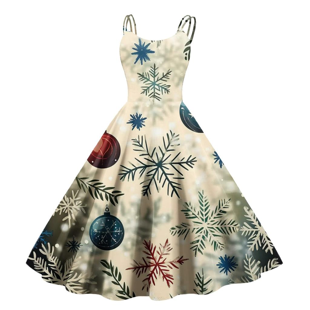 Cadouri de Crăciun pentru damă Pălărie de Moș Crăciun Imprimată Rochie Vintage Punk Sexy cu umăr dezactivat