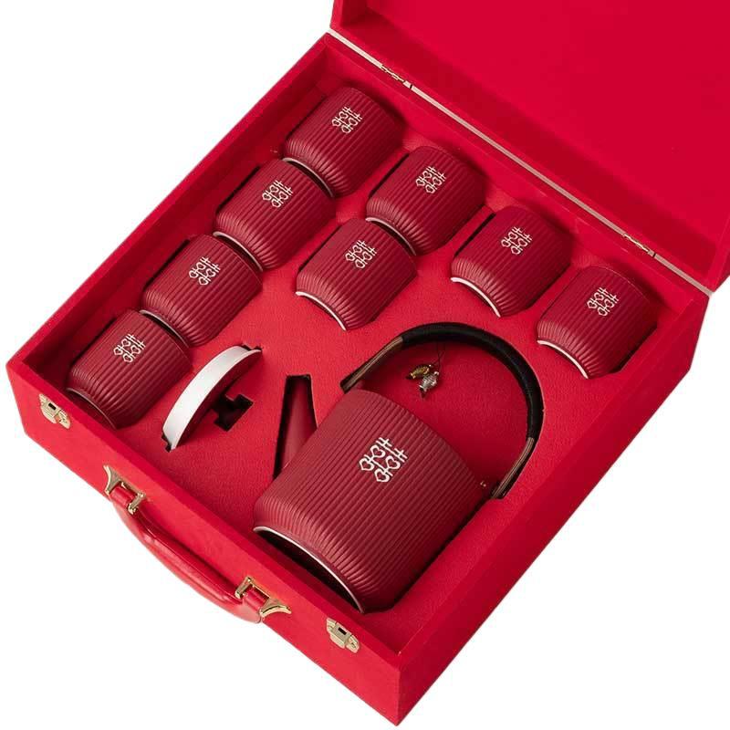 Wedding Tea Set: Teacups & Teapot Gift for Newlyweds, Perfect for Tea Ceremony, Toasting, & Dowry Souvenir