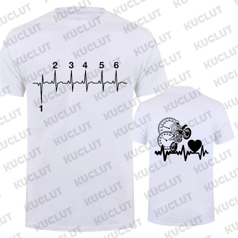 1N23456 Motorcycle Heartbeat Gear Shift Print T Shirt Motorbike Tee Print Race T-Shirt Autocycle Motorbike Speedometer T Shirt