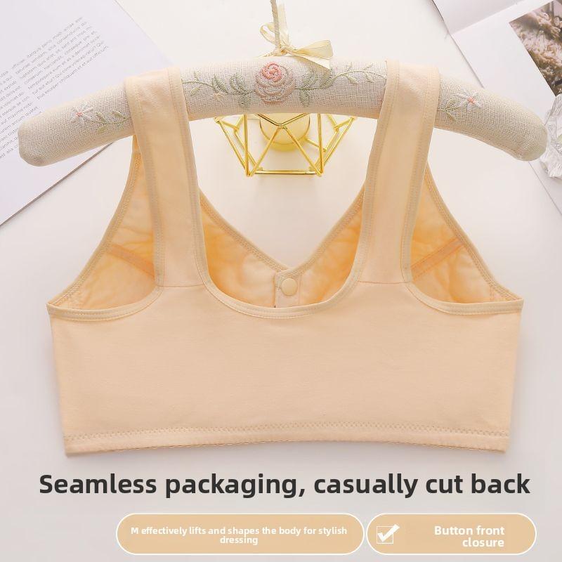 Plus Size Bra for Mature Women Front Closure Thin Tank Top Bra Wireless Mom Bra Comfortable Supportive Full Coverage Everyday Underwear