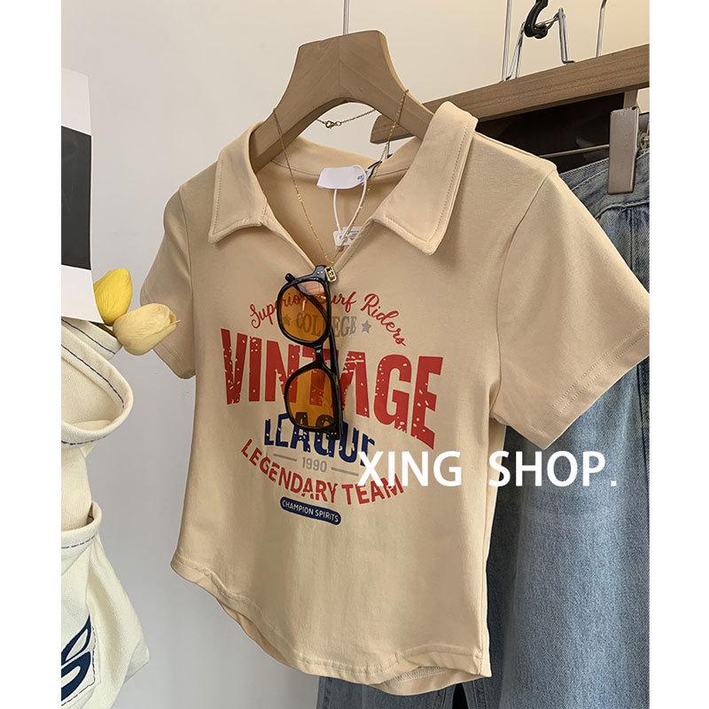 

2025 Women s Summer V-Neck Slim Fit Polo Shirt with Cinched Waist and Short Sleeves M [40-47.5 kg]