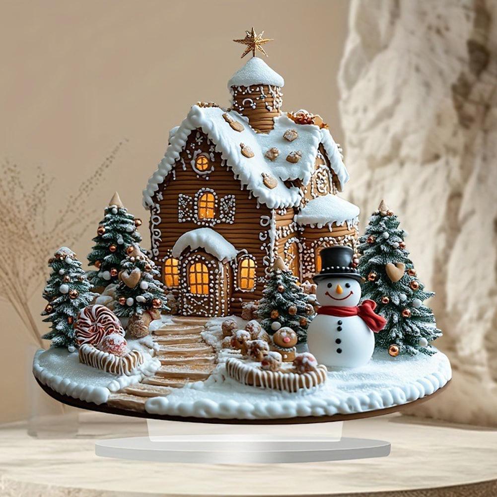 Snow House Acrylic Flat Waterproof Signboard,Study, Living Room,Office,Exquisite Design,Desktop Ornament,Christmas Decoration