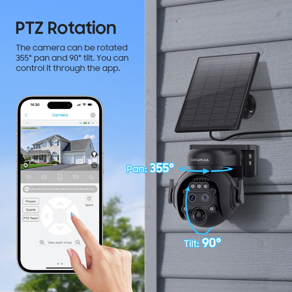 12X Zoom 4G LTE Solar Security Camera 8MP Night Vision Dual-Lens Outdoor WiFi Solar Battery Camera PIR Human Detection