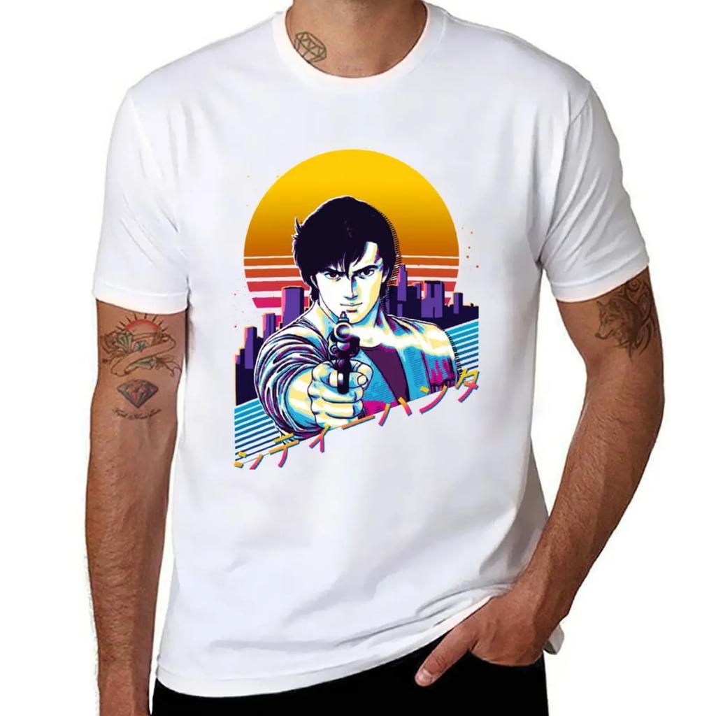 City Hunter - Ryo Saeba Retrowave Essential T-Shirt for a Boy Plus Size Tops Funny T Shirts for Men
