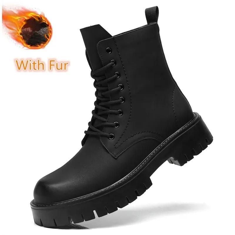 

Модный бренд Зимние мужские сноубутсы Ручной работы Ботильоны Мужские Натуральная кожа Плюшевые Теплые Мужские Мотоботы Осень Уличная обувь 46