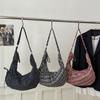 Large Capacity Plaid Canvas Crossbody Bag - Korean Style, Autumn Fashion