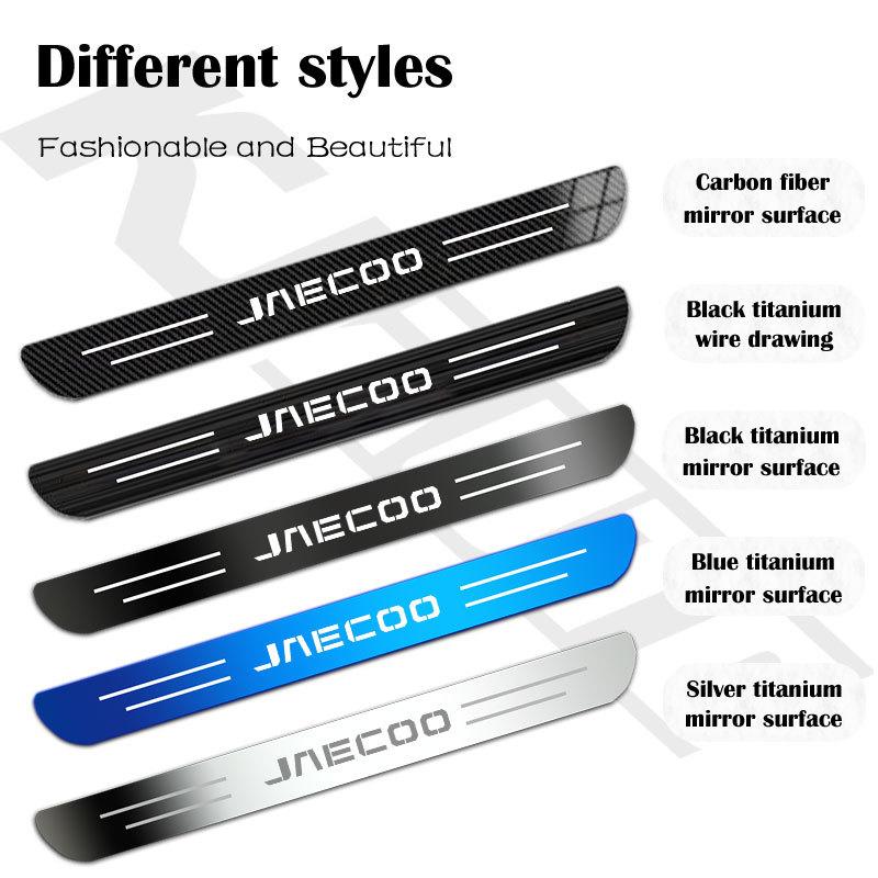 4pcs Car Stainless Door Sill Strip 3D Metal Brushed Black Threshold Sticker for Jaecoo J6 J7 J8 PHEV