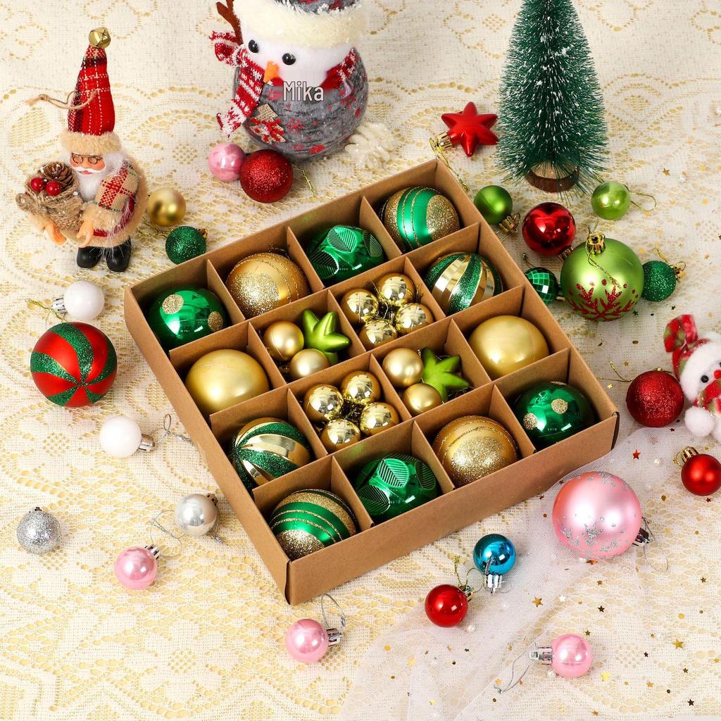 44-teiliges Weihnachtsbaum-Hängekugel-Set - 6cm Farbige Dekorationen