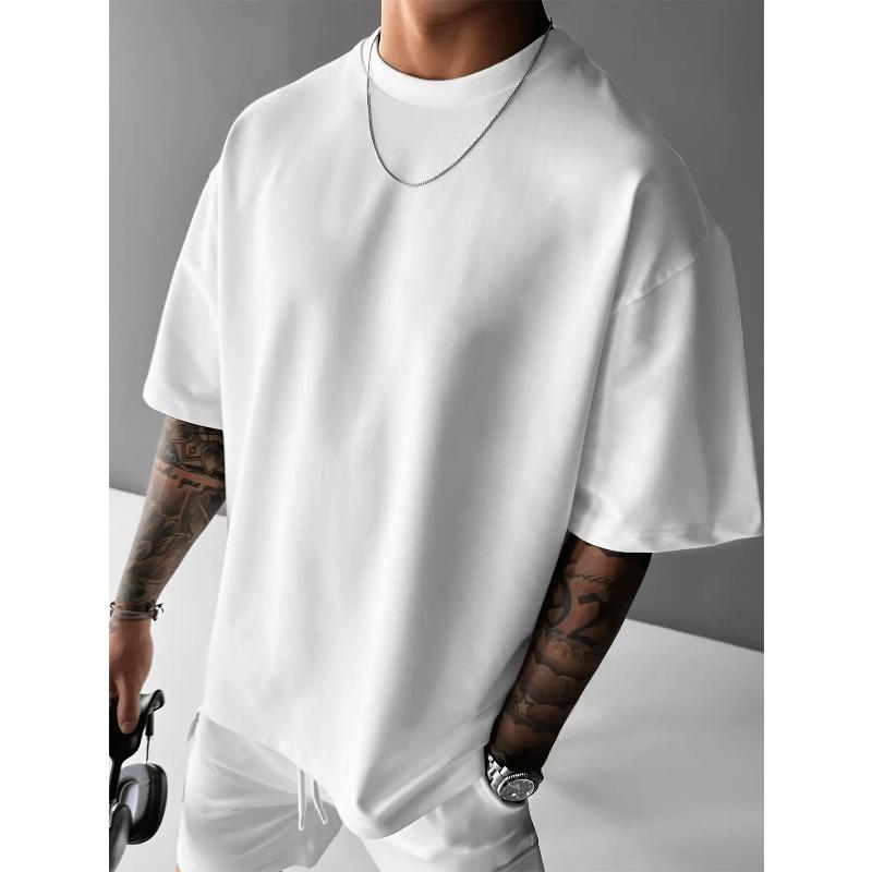 Europese Maat Pijnloze Gains Heren Fitness Tanktop Grote Maat Verlaagde Schouder T-shirt met Achterprint & Slogan, Ademend Zomer Sportkleding