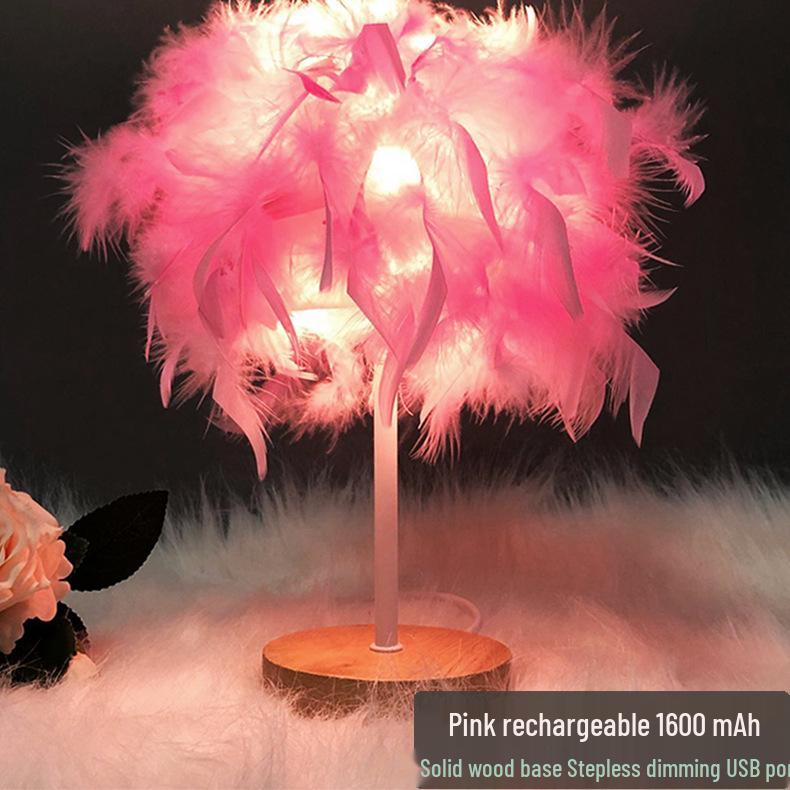 Nordic Luxury Feather Table Lamp - Elegant Bedroom Bedside Light, Creative Gift, Night Light Décor.