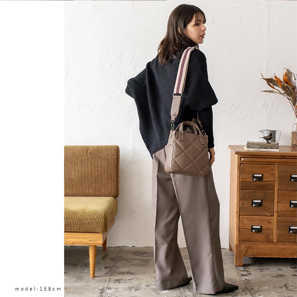 VITAFELICE Quilted 2-Way Tote Bag for Women (inb-10087p) (Mocha)