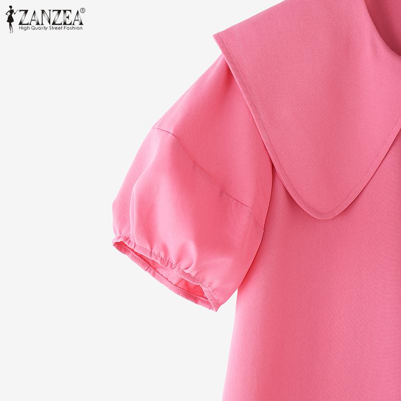 ZANZEA Women Summer Doll Collar Casual Short Sleeve Dress