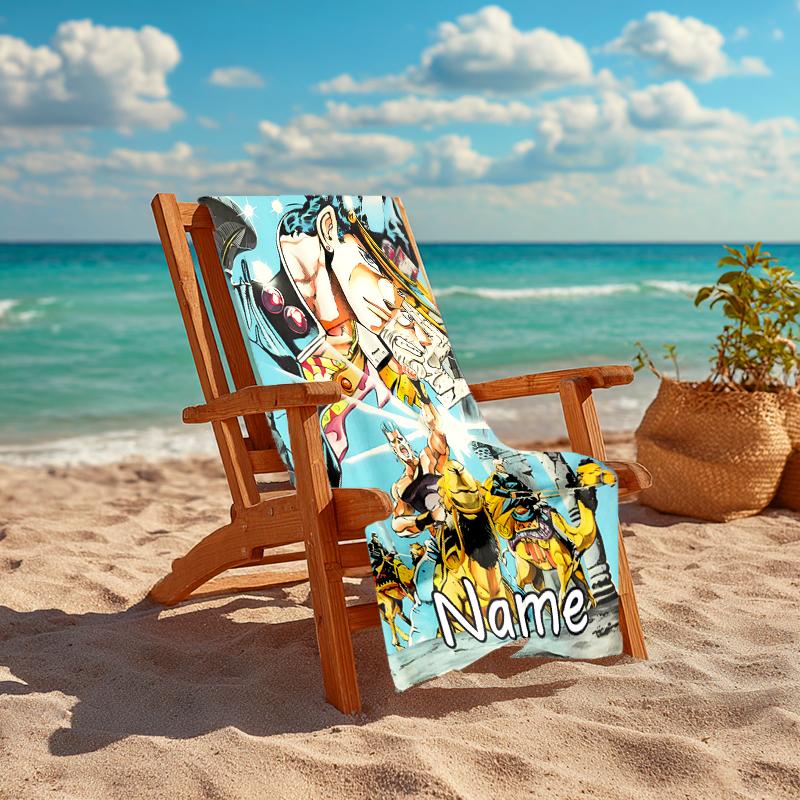 Personalisierte, maßgeschneiderte Strandhandtuch-Muster mit JoJo's Bizarre Adventure - weich, saugfähig, schnelltrocknend, perfekt für Schwimmen, Camping & Baden