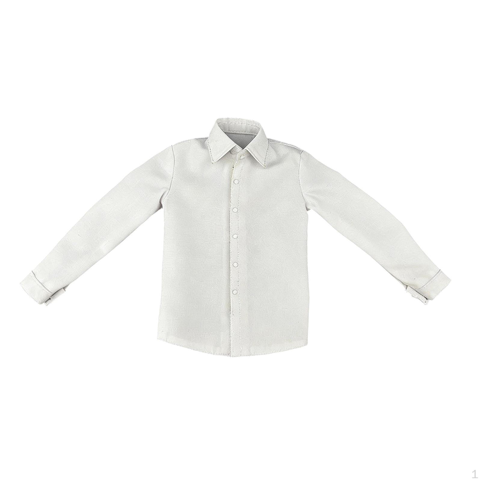 

1 Miniature Long-sleeved Shirt, Figure Top, Model with Button Placket for Doll Collection, білий