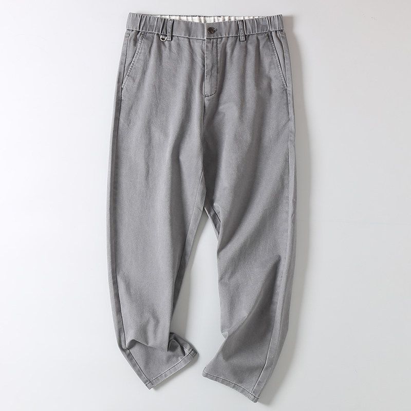 Export Export Daily Order Tail Goods Spring & Fall Pure Color Washed Full Cotton Casual Pants Men Fashion All-Matching Straight-Leg Trousers