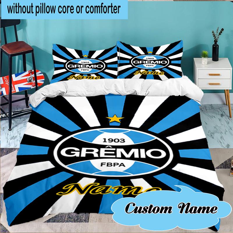 Custom Name Gremio FC Crest Design Bedding Set 3pcs, Bedding Set Including 1pc Duvet Cover And 2pcs Pillowcases for Bedroom, Dormitory Gift