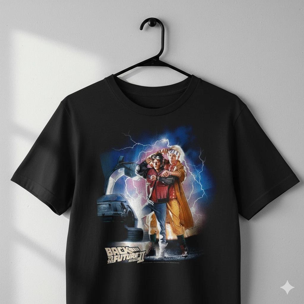 Unisex Adult Casual Movie Back to the Future II Graphic T-Shirt 80s... XXXXL