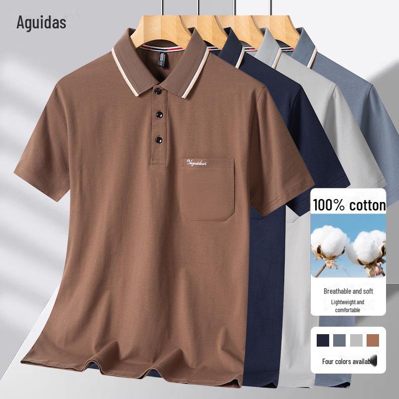 Herren-Sommer-Poloshirt aus Baumwolle – Kurzarm mit Revers für ältere Erwachsene