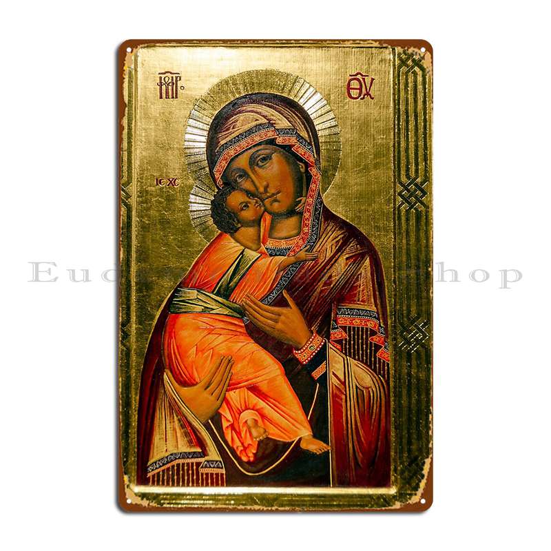 Икона Владимирской Богоматери Копия Металлическая табличка Настенная Индивидуальный Дизайн с Печатью Кинотеатра Кинотеатр Жестяная Табличка Постер 20x30cm