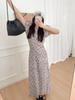 Pastoral Floral Cotton Puff Sleeve Slim Long Dress - Romantic Spring/Summer Women's Wear