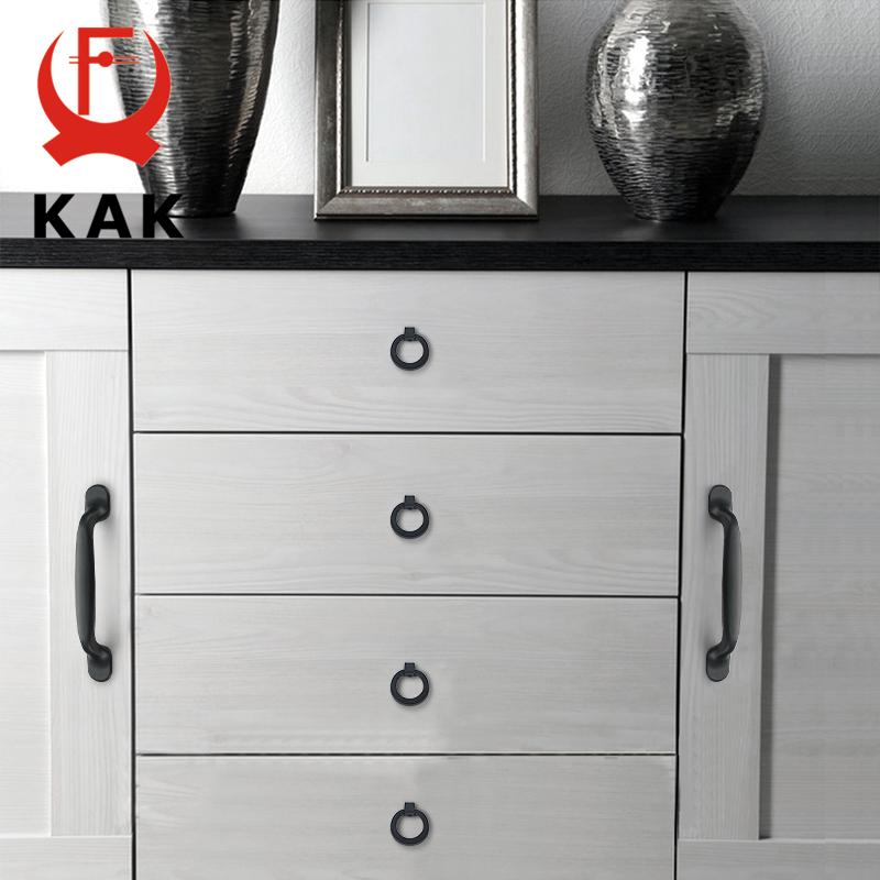 KAK 10PCS American Style Black Cabinet Handles Solid Aluminum Alloy Kitchen Cupboard Pull Drawer Knobs Furniture Handle Hardware