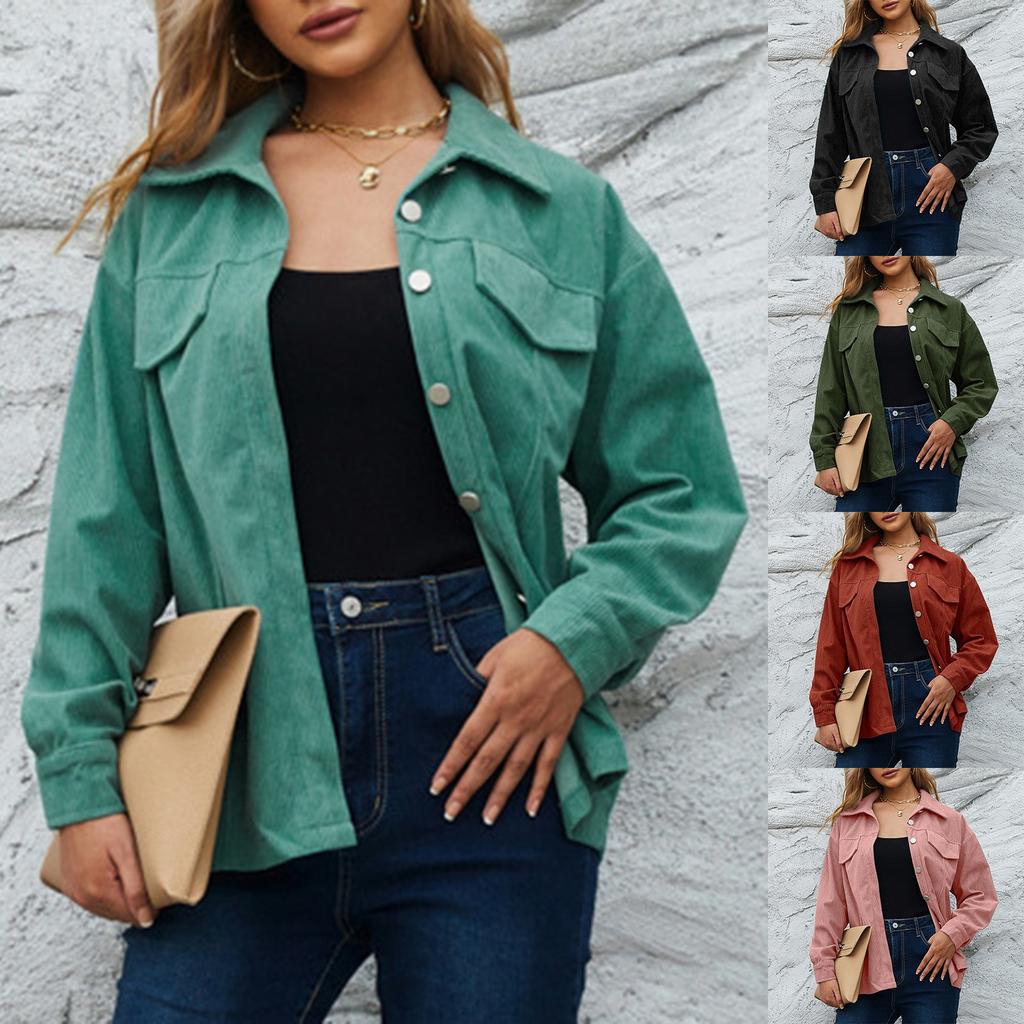 Women's Fashion Button-Down Casual Plaid Long Sleeve Jacket Top