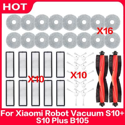 Compatible For Xiaomi Robot Vacuum S10+ / S10 Plus B105 Spare Parts Accessories Main Side Brush Hepa Filter Mop Rag Cloth