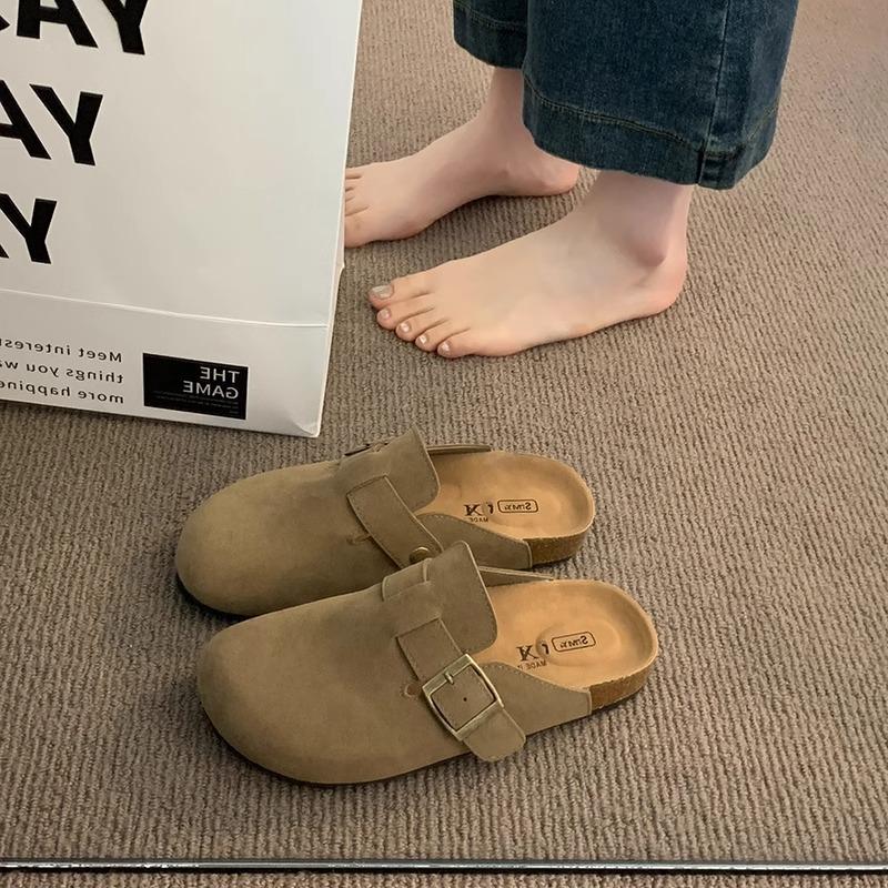 Retro Birken bag head slippers women's outer wear 2025 spring and summer new thick bottom one pedal Boken casual lazy half drag