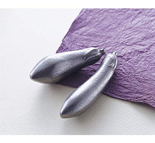 Iwachu Iron Eggplant Set of 2, 9cm & 7.5cm, Nambu Ironware, 33003
