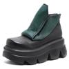 Fashion GKTINOO Handmade Wedges Boots Platform Women Genuine Leather Short Boots Round Toe Height Increasing Thick Sole Ladies Shoes