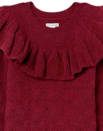 Amazon Essentials Soft Touch Ruffle Knit for Girls, Raspberry Red, Shearling, Sizes 115-130