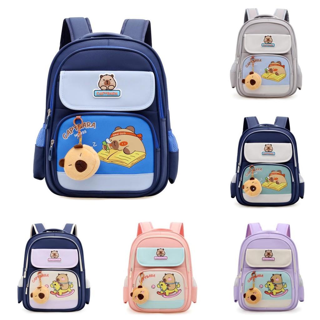 Childrens Capybara Learning And Playing Pattern Cartoon Backpack For Kindergarten And Primary School Students