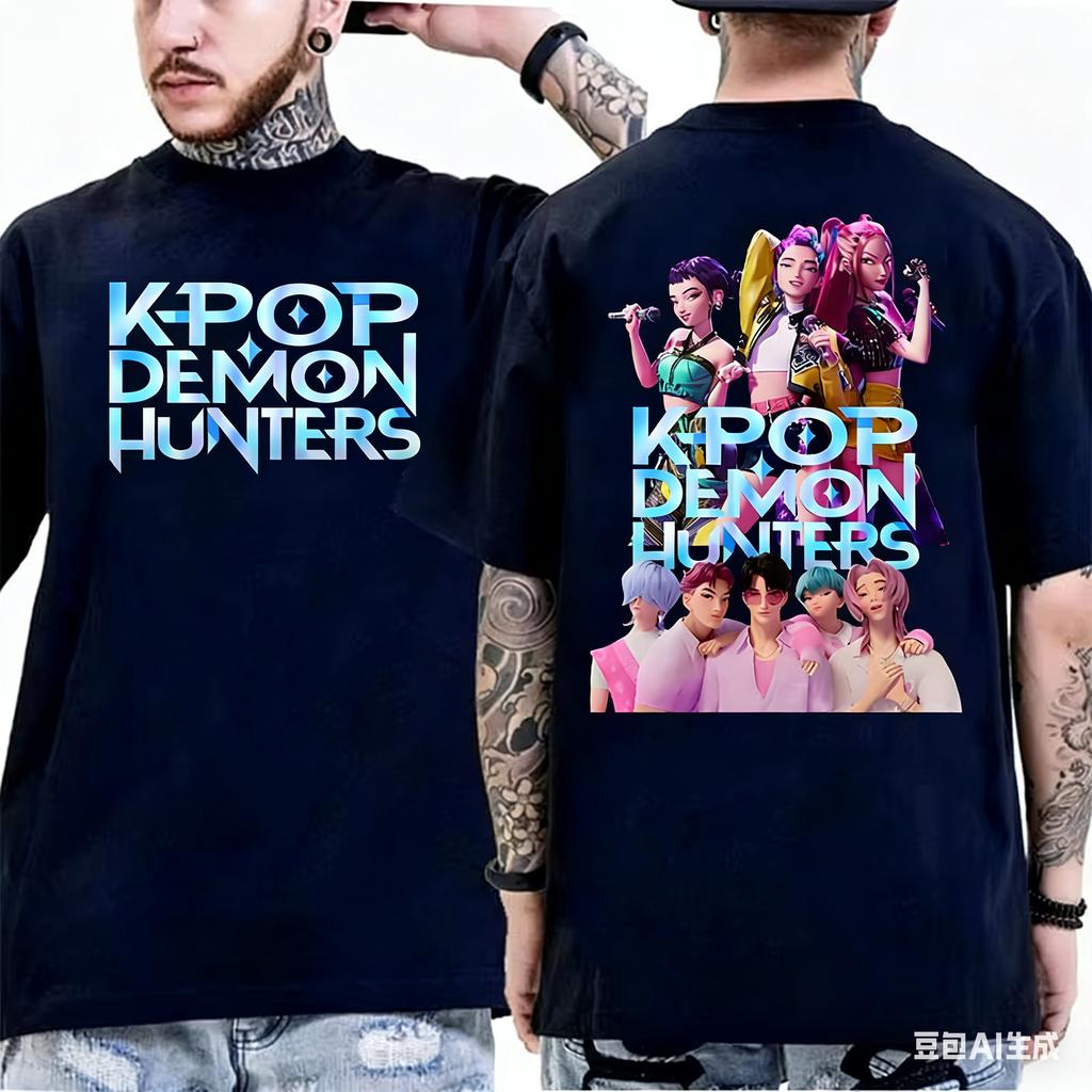 SAjA BoysK Pop Demon Hunters Officially Authorizes Netflix Animated Movie 2026 Summer Men Women Luxury Cotton Oversized Tshirt