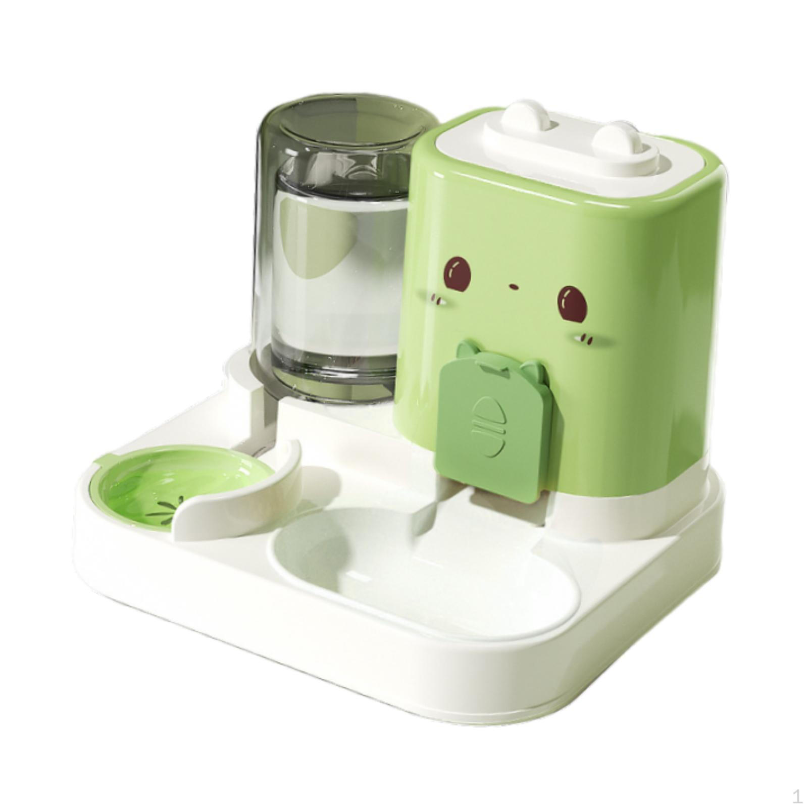 

2 in 1 Automatic Pet Feeder Feeding Bowl Detachable Cats for Kitty Puppy зелёный