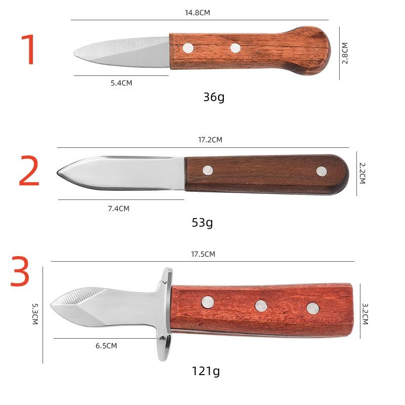 Mâner din lemn din oțel inoxidabil Lamă tocită Cuțite pentru stridii Scule pentru fructe de mare Cuțit pentru scoici pentru fructe de mare Deschizător de fructe de mare