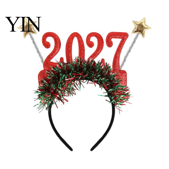 2027 Digital Headband Hair Hoop, Non-Slip with Adjustable Star And Number Design, New Year Eve Hoop Holiday for Christmas Parties Adults Kids