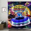 S-Sonic Racing Crossworlds Game Shower Curtain Bath Curtain Print Fabric Waterproof Bathroom Curtains Hooks Bath Screen