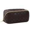 Portable Checkerboard Pu Leather Handheld Travel Large Capacity Cosmetic Toiletry Storage Bag