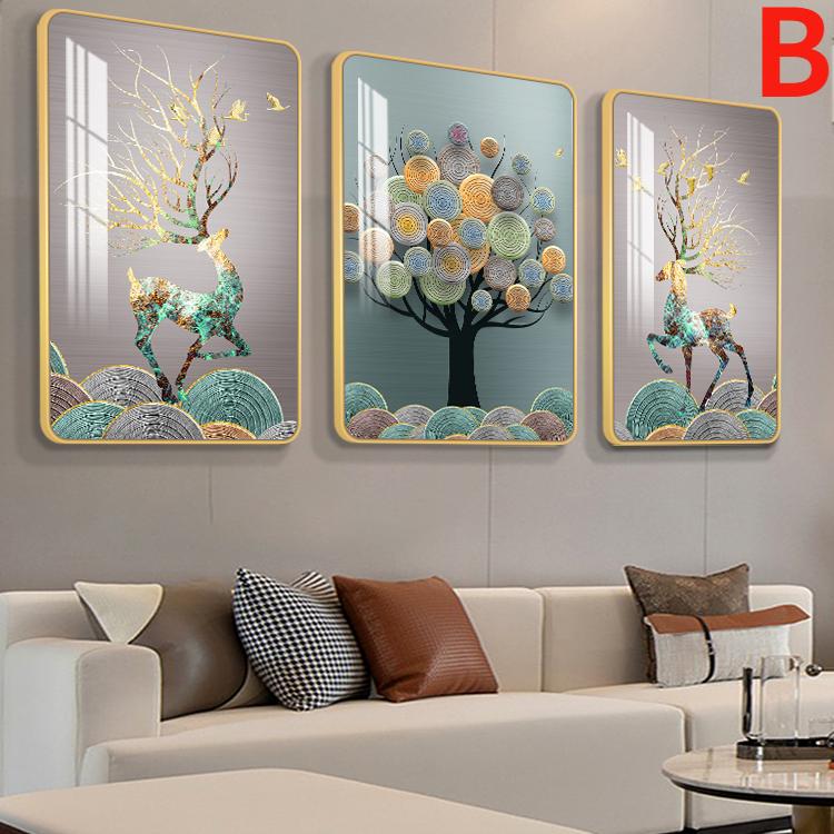 Triptych Bedroom Mural Light Luxury Sofa Background Wall Painting Living Room Decorative Painting Stair Entrance