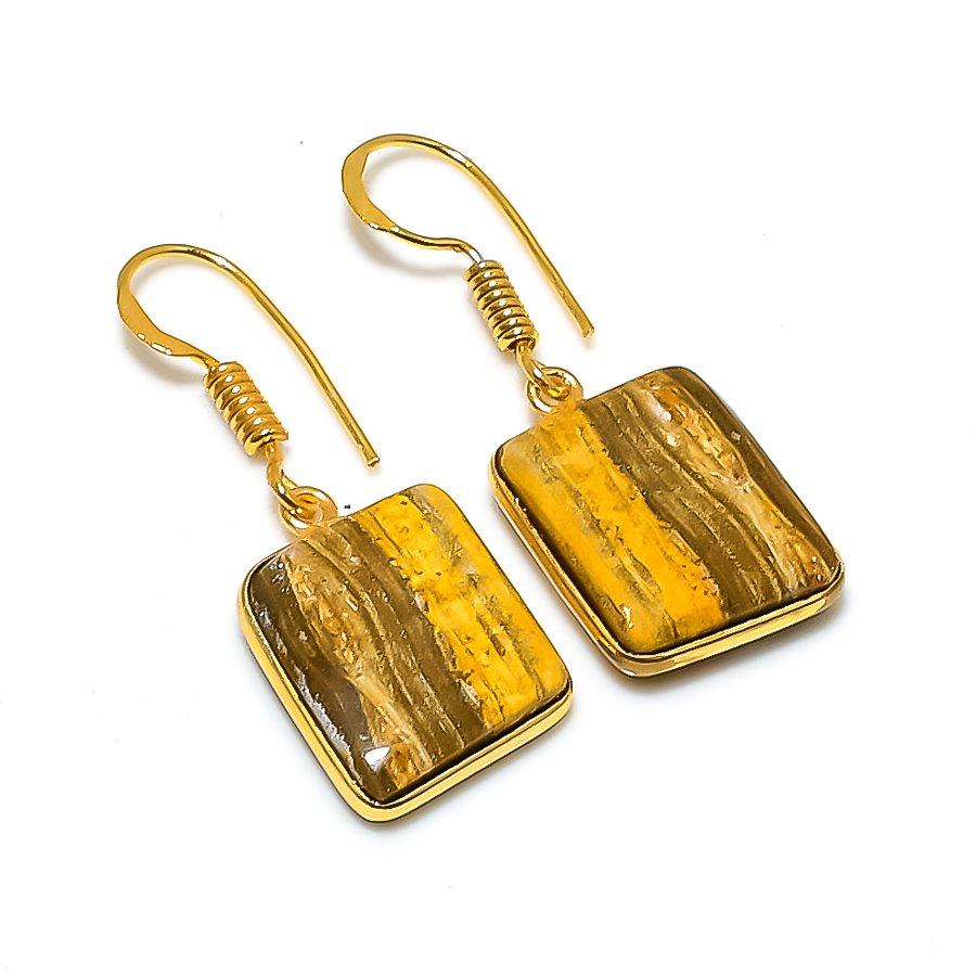 Rhyolite Jasper Gemstone 925 Solid Sterling Silver Jewelry Earring 1.38" GK-5781