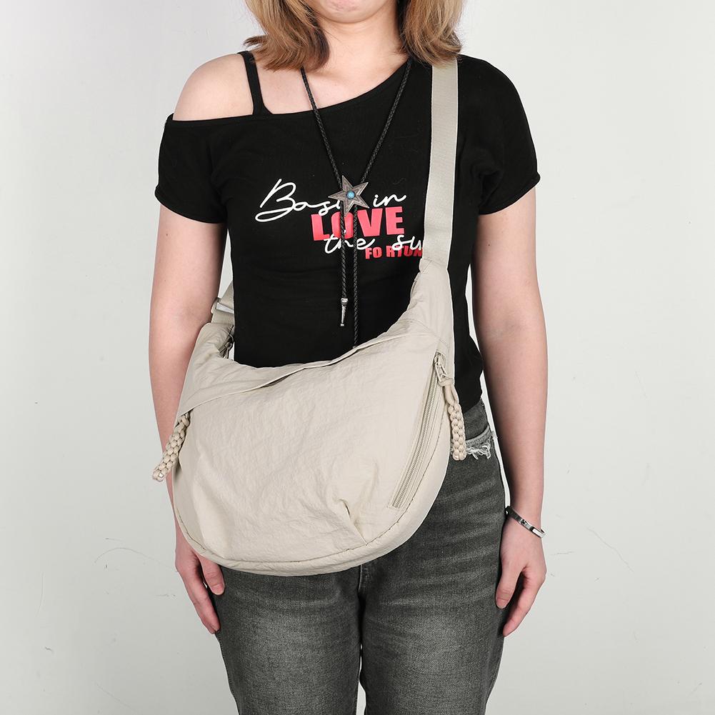 Nylon Crossbody Bag with Zipper Trendy Crescent Bag with Adjustable Strap Hobo Shoulder Bag Lightweight Shoulder Purse for Women