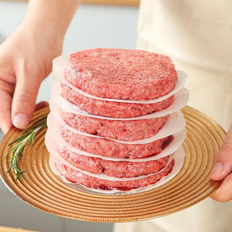 100Pcs 10cm Hamburger Patty Paper - Wax Papers to Separate Frozen Pressed Patties - 100 Burger for Burger Patty Paper