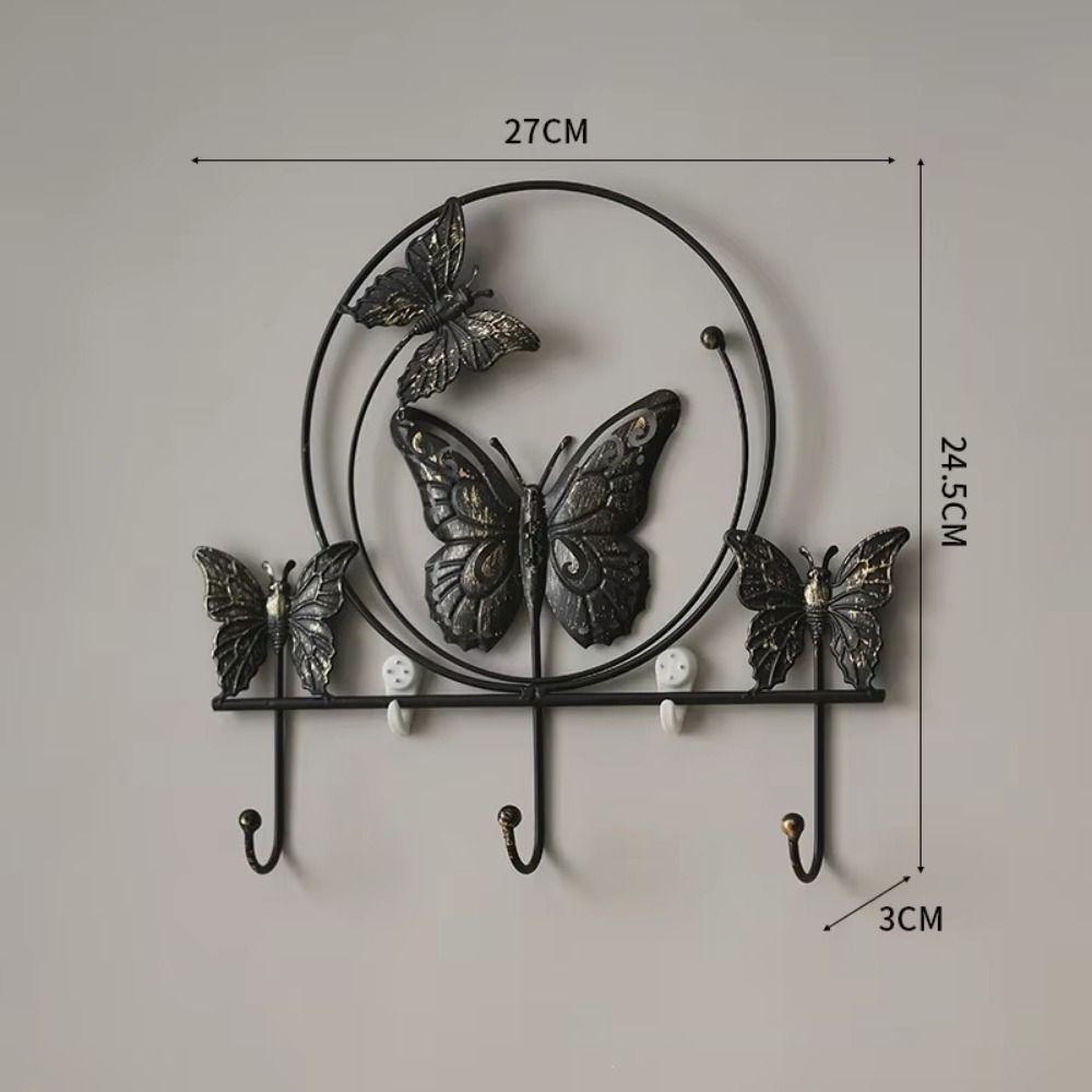 Nordic Style Hanging Key Holder Handmade Metal Storage Rack Iron Art Coat Hanger  Room Decorative