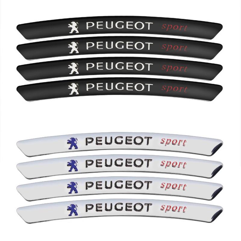4Pcs Car Styling Car Emblem Wheels Rims Stickers Decal For Peugeot 208 20009-2019 308 2014~2022 2008 3008 107 106 406 Accessorie