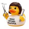 Resin Duck Statue Barber Figurine with Scissors and Comb, Yellow for Salon Decor, Handmade Hair Stylist Gift Creative Hairdresser Gift, Funny
