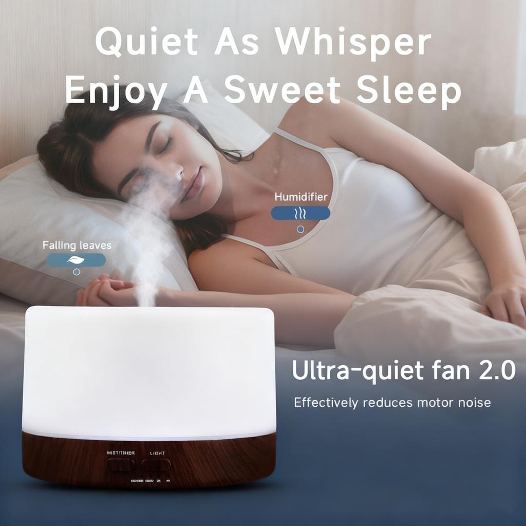 Wood Grain Essential Oil Diffuser Remote Control Ultrasonic Air Humidifier Scent Diffuser, with Timer, Auto-Off, 7 Color Lights