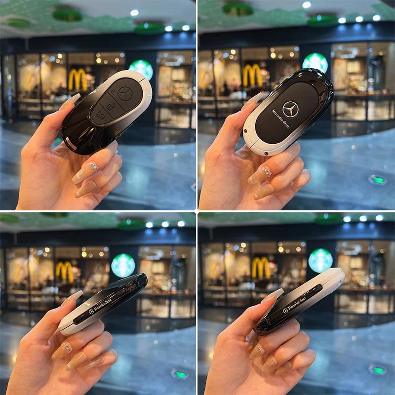 Suede Car Key Case Cover Protector Shell For Mercedes Benz C CLE E GLC S Class W206 X254 W214 W223 Remote Fob Shell Case HO1