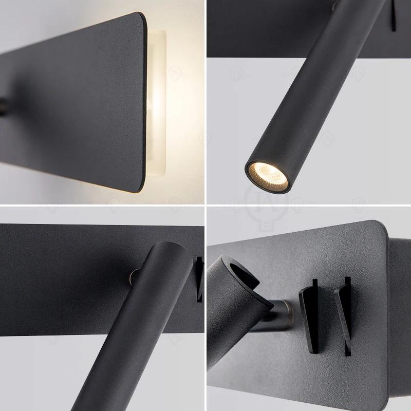 Modern Minimalist Wall Light 3W LED Up Down Backlight Rotatable Spot Aluminum Sconce for Bedroom Living Room Hotel Headboard